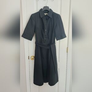 RW&CO. Black Midi Shirt Dress with Tie Belt